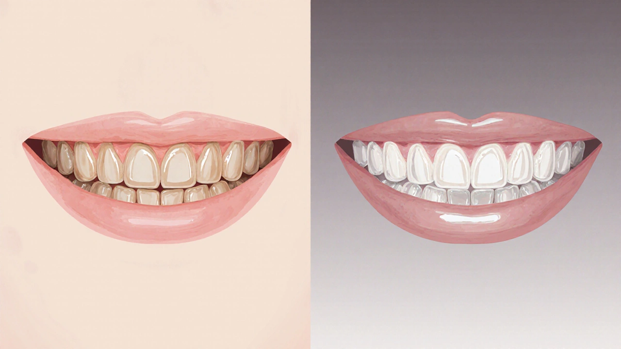 Před a po transformaci úsměvu s kompozitními fazetami.