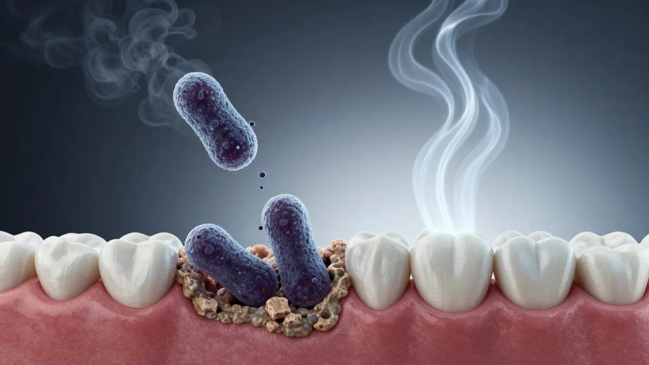 Bakterie uvolňující pachové látky pod zubním kamenem