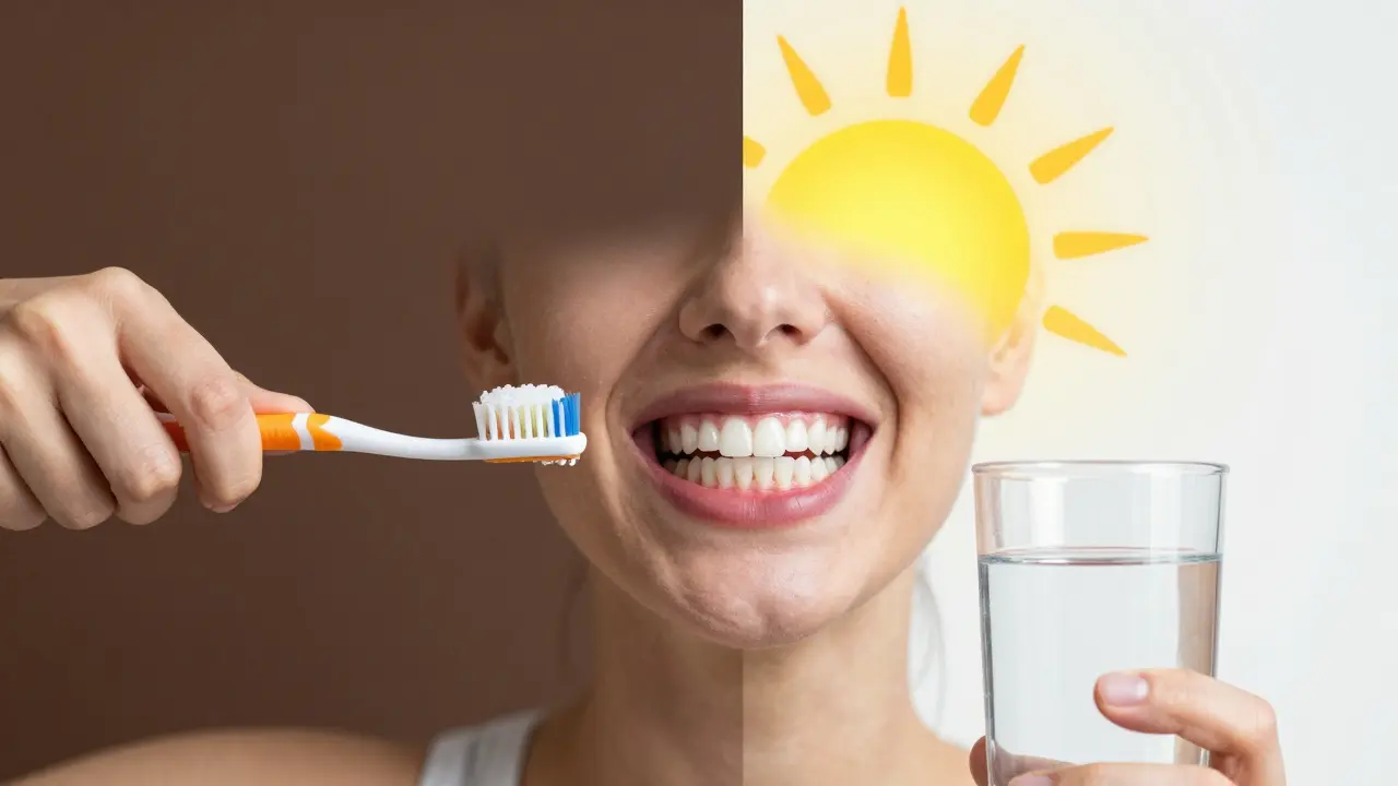 Porovnání špatné a správné ústní hygieny: poškození vs. zdraví zubů