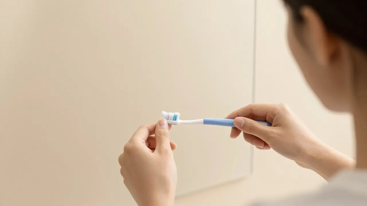 Osoba správně používá mezizubní kartáček