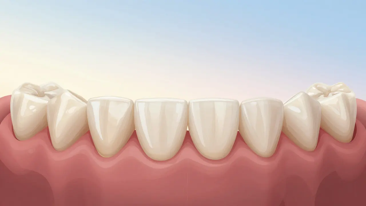 Side-by-side comparison of natural teeth and teeth with ceramic veneers.
