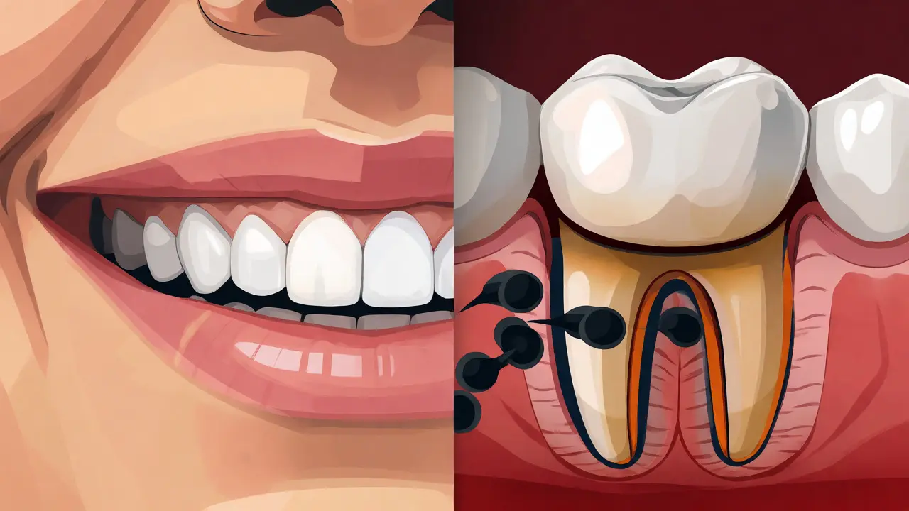Ilustrace rizika sekundárního kazu pod keramickou fazetou
